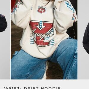 YoungLA Cream Hoodie with Red and Blue Graphics